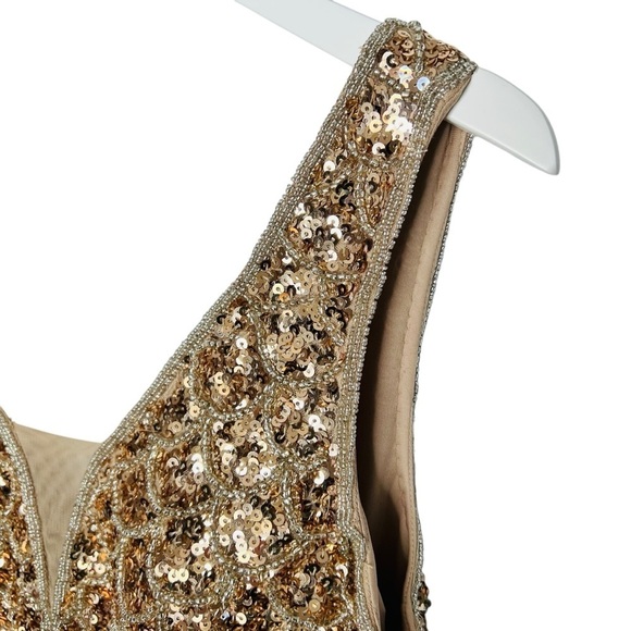 Mac Duggal Short Beaded Cocktail Dress 5543 Light Copper Size 10 NEW - Picture 12 of 16